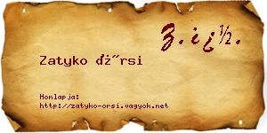 Zatyko Örsi névjegykártya
